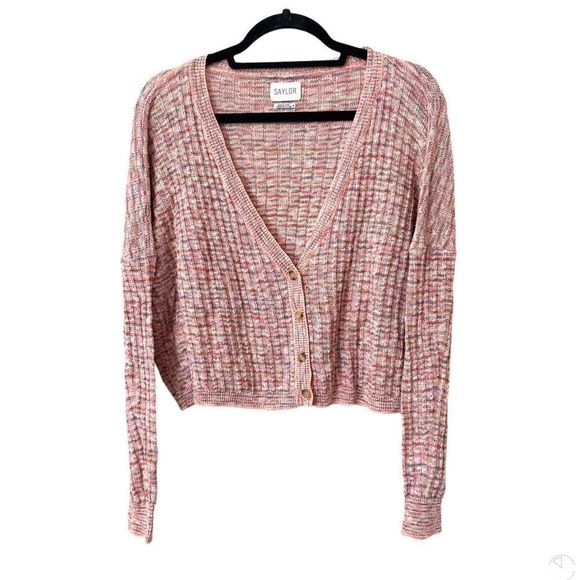 SAYLOR Tiggy Rainbow Rib Cardigan Sz M - Picture 2 of 4